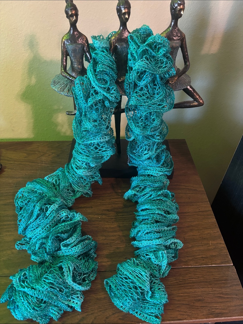 Source Unknown Teal Ruffle Scarf